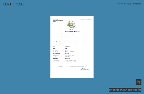 Salvador Personenstandsurkunde (Sterbeurkunde) – Beispiel als Word- und PDF-Datei